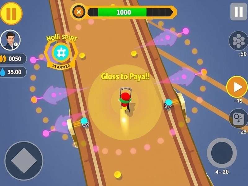 Colorful Holi Sprint Express gameplay with players throwing colors Holi Sprint Express Game Screenshot